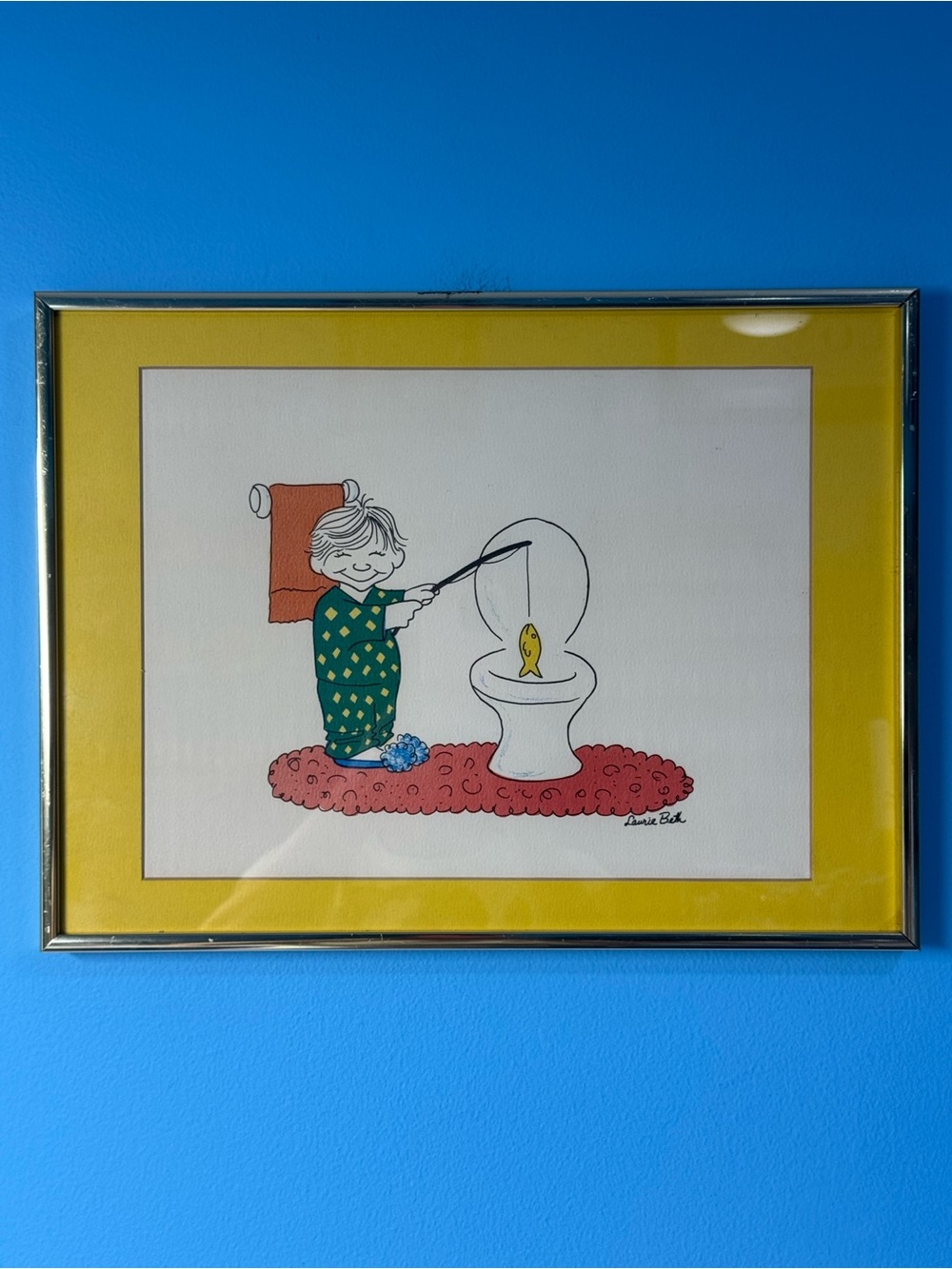 Vintage Laurie Beth Original
Bathroom Humor Cartoon
Framed Art